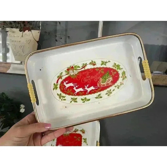 Christmas Lacquer Ware‎ serving Tray trio Holiday | rectangular laquered Japan - Picture 8 of 9